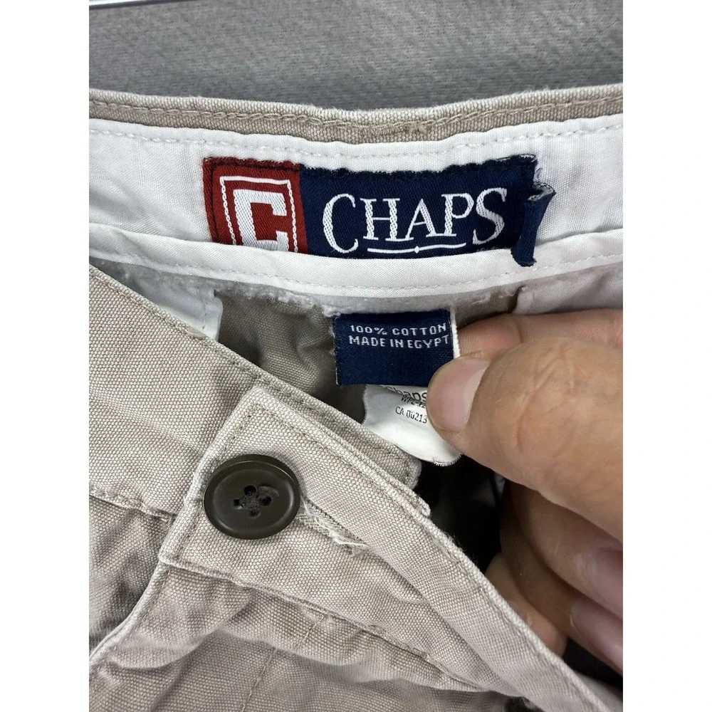 Chaps Mens Cargo Shorts Khaki Beige Size 34 Cotton Twill Outdoor Casual